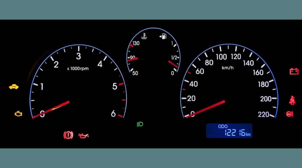 Car dashboard parts function caution indication symbols